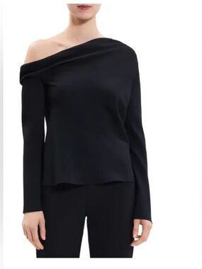 Theory Off-Shoulder Long Sleeve Black Women's blouse. EUC. Size XL